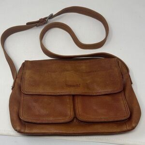 TIGNANELLO CROSSBODY PURSE PEBBLED LEATHER BROWN MULTI-POCKETS